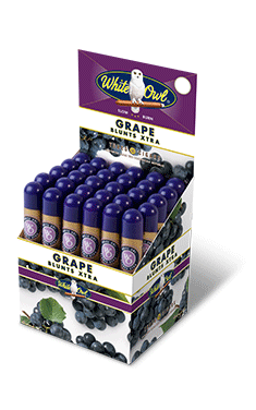  A thirty count upright of Grape flavor White Owl Blunt Xtra large tube cigars.