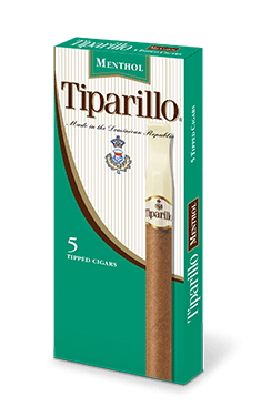 A pack of five Menthol flavor tipped Tiparillo cigars.