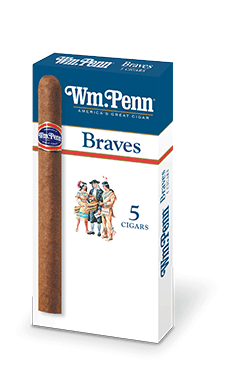 A pack of five Braves flavor Wm.Penn cigars.