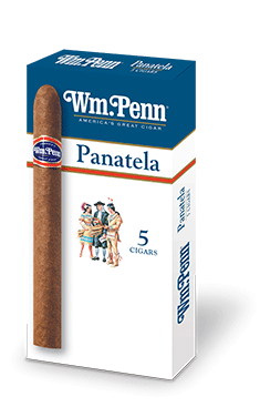 A pack of five Panatela flavor Wm.Penn cigars.