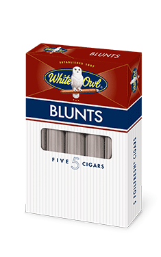 A pack of five White Owl Large Blunt cigars.